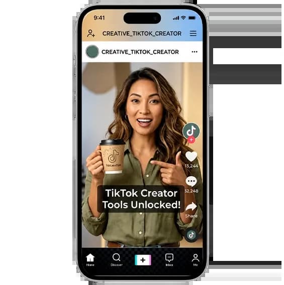 Happy woman showing her TikTok page followers on a smartphone after purchasing TikTok followers.